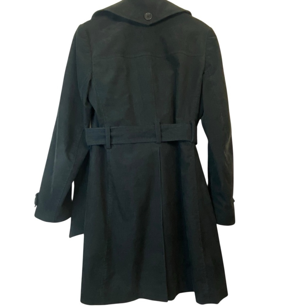 Theory Corduroy Black  Double-Breasted Billion Connection Trench Coat SZ PS - Picture 3 of 10